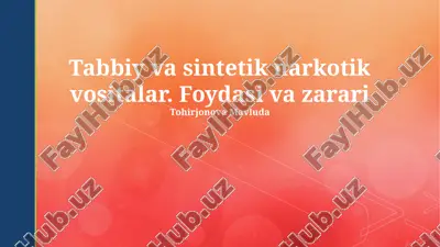 sintetik va tabiiy narkotika preparatlari: ta'rif va tasnifi — PPTX