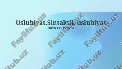 uslubiyat.sintaktik uslubiyat — PPTX