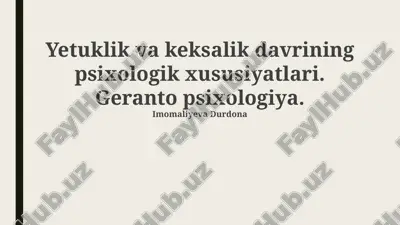 depressiya va qarish — PPTX