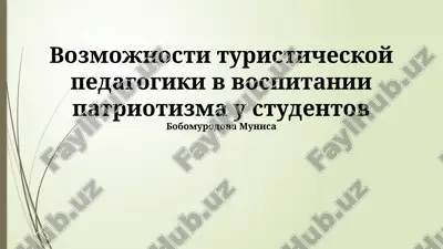 vozmojnosti turisticheskoy pedagogiki v vospitanii patriotizma u studentov — PPTX