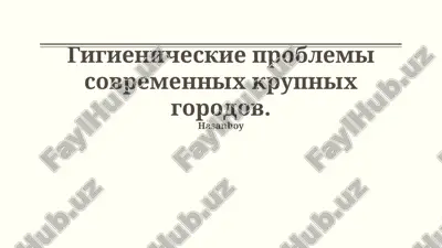 gigienicheskie problemy sovremennykh krupnykh gorodov — PPTX