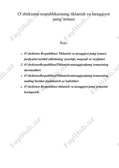 o’zbekiston respublikasining tiklanish va taraqqiyot jamg’armasi — DOC