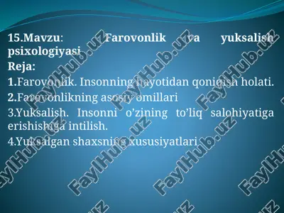 farovonlik va yuksalish psixologiyasi — PPTX
