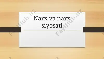 narx va narx siyosati 2 — PPTX