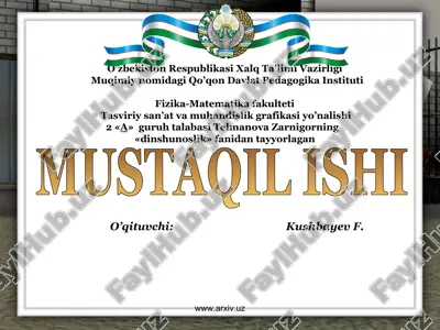 "dinshunoslik fanidan tayyorlangan mustaqil ish" — PPT