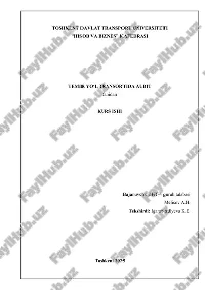 temir yo‘l transportida audit kurs ishi — DOCX