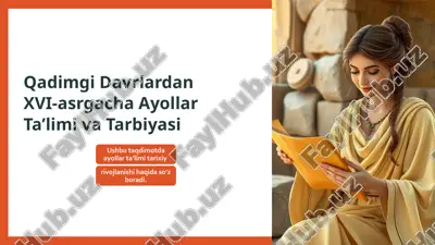 qadimgidavrlardan xvi-asrgachaayollar ta’limi va tarbiyasi — PPTX