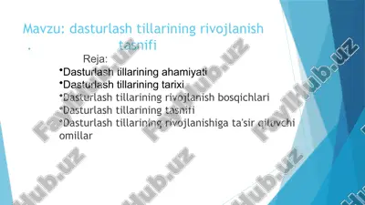 dasturlashtillarining rivojlanishi — PPTX