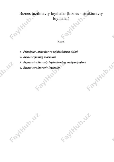 biznes tuzilmaviy loyihalar (biznes - strukturaviy loyihalar) — DOC