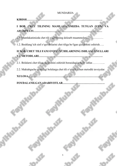 chet tili fani o‘qituvchilarining ishlash usullari va metodlari — DOCX