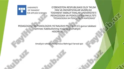 pedagogika va psixologiya yo`nalishi — PPTX
