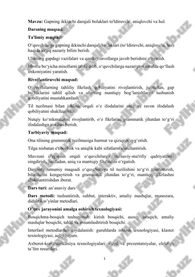 gapning ikkinchi darajali bolaklari — DOCX