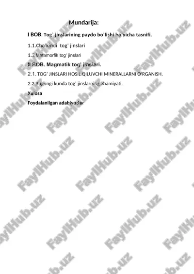 geologiya va gidrogeologiya asoslari — DOCX