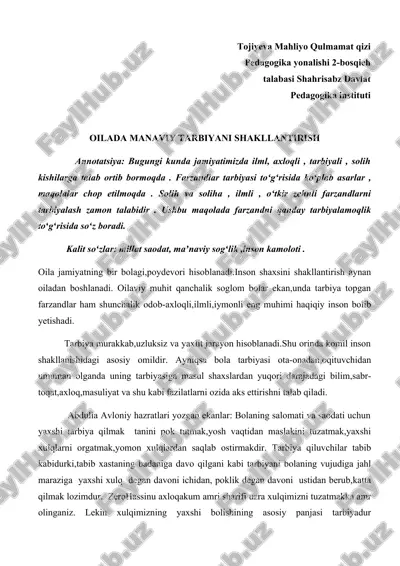 mahliyo qulmamat qizi — DOC