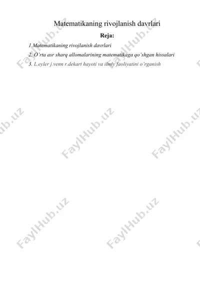 matematikaning rivojlanish davrlari — DOCX