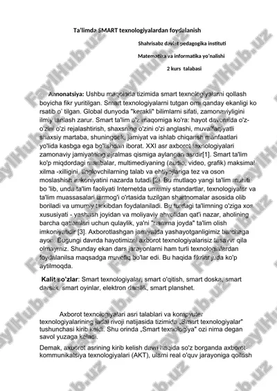 smart ta'lim texnologiyalari — DOCX
