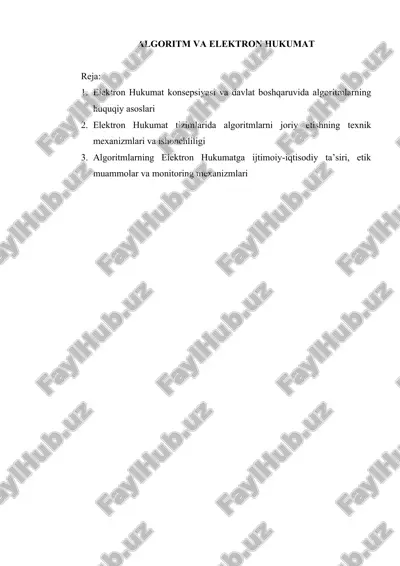 algoritm va elektron hukumat — DOCX