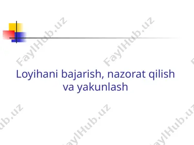 loyihani bajarish, nazorat qilish va yakunlash — PPTX