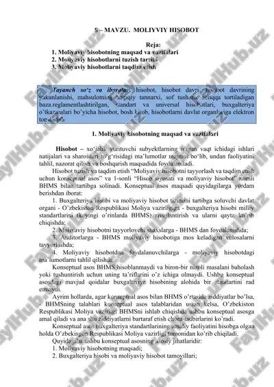 moliyaviy hisobot — DOCX