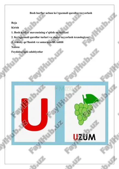 bosh harflar uchun ko’rgazmali qurollar tayyorlash — DOCX