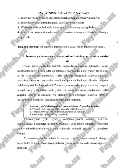 innovatsiya va innovatsion siyosat — DOCX