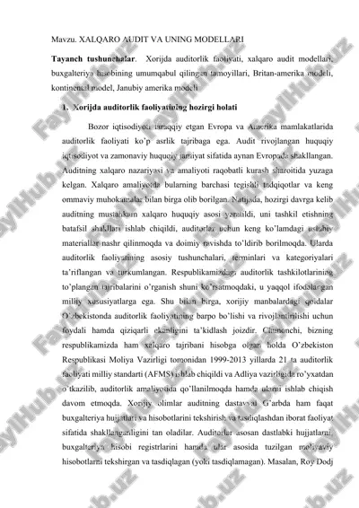 xalqaro audit va uning modellari — DOCX