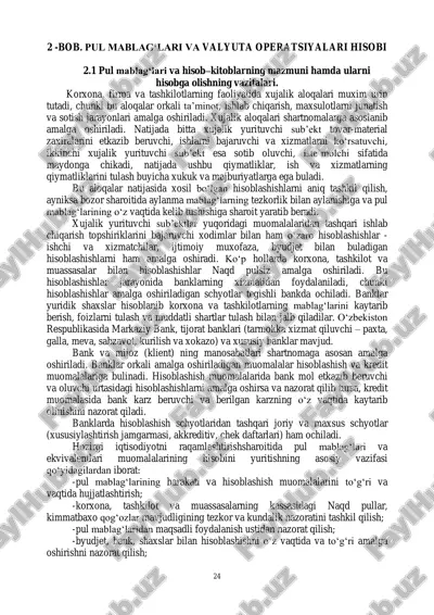 pul mablag„lari va valyuta operatsiyalari hisobi — PDF