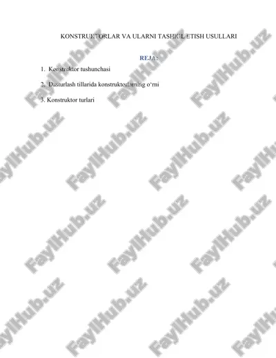 konstruktorlar va ularni tashkil etish usullari — DOCX