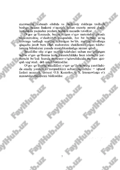 moliyaviy risklar va shqarishning zaruriyati — PDF