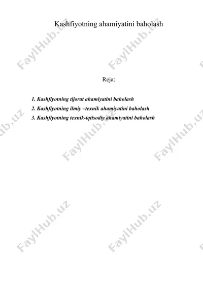kashfiyotning ahamiyatini baholash — DOC
