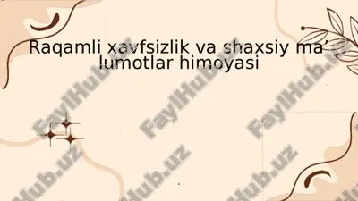 ragamli xavfsizlik va shaxsiy ma'lumotlar himoyasi — PDF