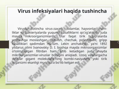 virus infeksiyalari haqida tushincha — PPTX