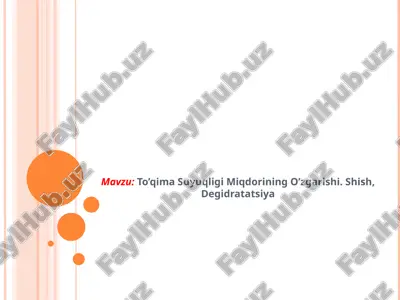to’qima suyuqligi miqdorining o’zgarishi — PPTX
