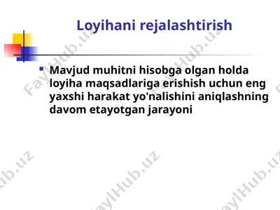 loyihani rejalashtirish — PPTX