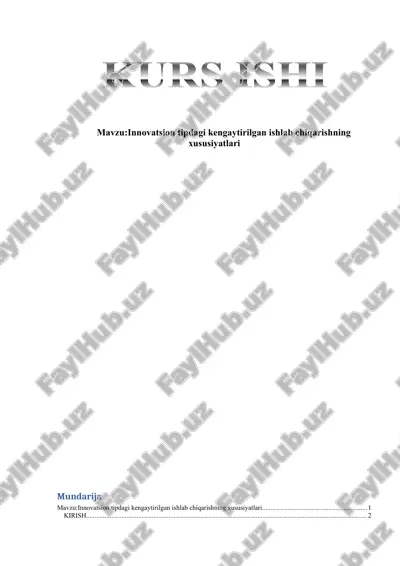 innovatsion tipdagi kengaytirilgan ishlab chiqarish — DOCX