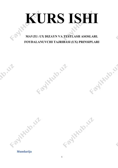 ux dizayn va testlash asoslari. foydalanuvchi tajribasi (ux) prinsiplari — DOCX