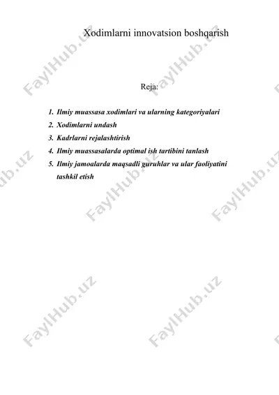 xodimlarni innovatsion boshqarish — DOC