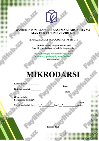 uzluksiz kasbiy rivojlantirish kursi — DOCX