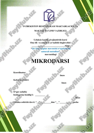 uzluksiz kasbiy rivojlantirish kursi — DOCX