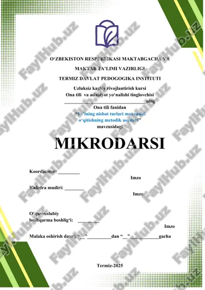 fe’lning nisbat turlari mavzusini o‘qitishning metodik asoslari — DOCX