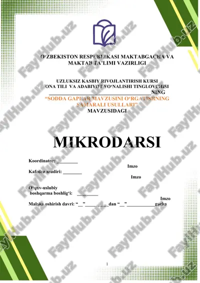 uzluksiz kasbiy rivojlantirish kursi — DOCX