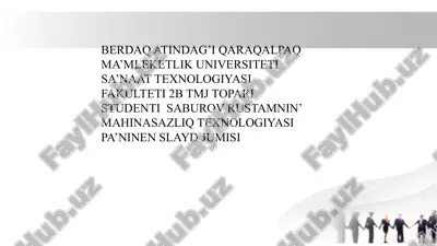 mahinasazliq texnologiyasi — PPTX