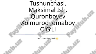 eksergiya tushunchasi. maksimal ish. quronboyev xolmurod jumaboy o‘g‘li — PPTX