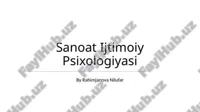 sanoat ijtimoiy psixologiyasi — PPTX