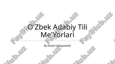o'zbek adabiy tili me'yorlari — PPTX