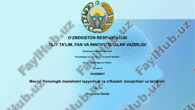 psixologik maslahatni tayyorlash va o'tkazish — PPTX