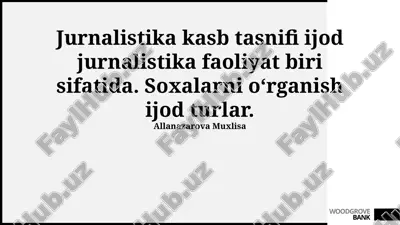jurnalistika kasb tasnifi — PPTX