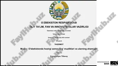o'zbekistonda hozirgi zamon tog' muzliklari va ularning ahamiyati — PPTX