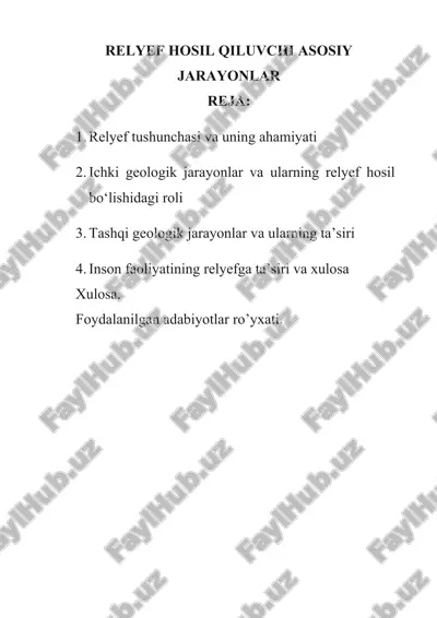 relyef hosil qiluvchi asosiy jarayonlar — DOCX