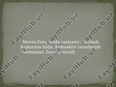 favqulotda vaziyatni baholash — PPTX